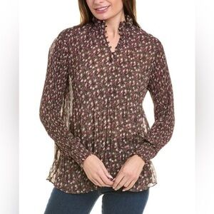 Cabi Knife Pleat Blouse Ditsy Floral Romantic Size M